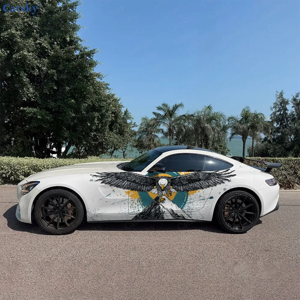 2pcs Eagle Mountain Power Spirit, Durable, Fade-resistant, Enhance Vehicle Aesthetics With Bold Artistic Design Car Vinyl Wraps