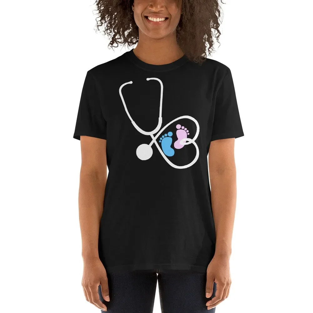 Womens Obstetric Nurse Baby Feet Stethoscope Neonatal Nicu Clothes T Shirtwomens