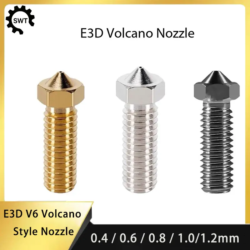 E3D V6 Volcano Nozzle M6 Hardened Steel Brass High Flow For Voron Vyper 3D Printer Parts
