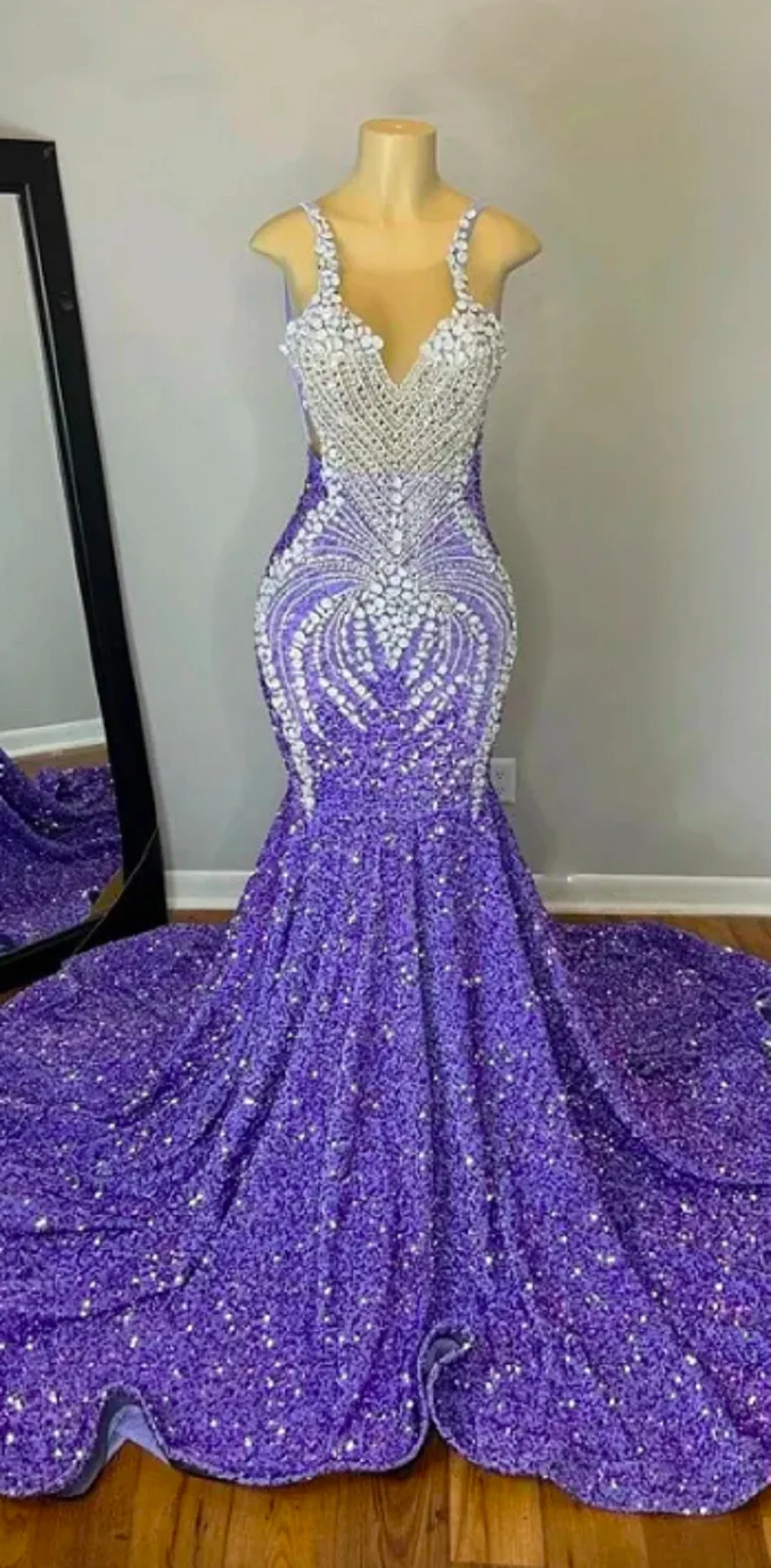 السماء الزرقاء السباغيتي الأشرطة النساء طويل أسود الفتيات فساتين لحضور الحفلات الموسيقية الماس حورية البحر الترتر فساتين حفلات السهرة حفل مخصص #2