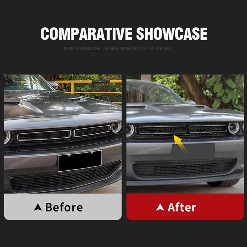 

ABGR-автомобильная передняя решетка, центральная сетчатая отделка для Dodge Challenger 2015-2023, декоративная наклейка для автомобиля, вставки для решетки, крышка