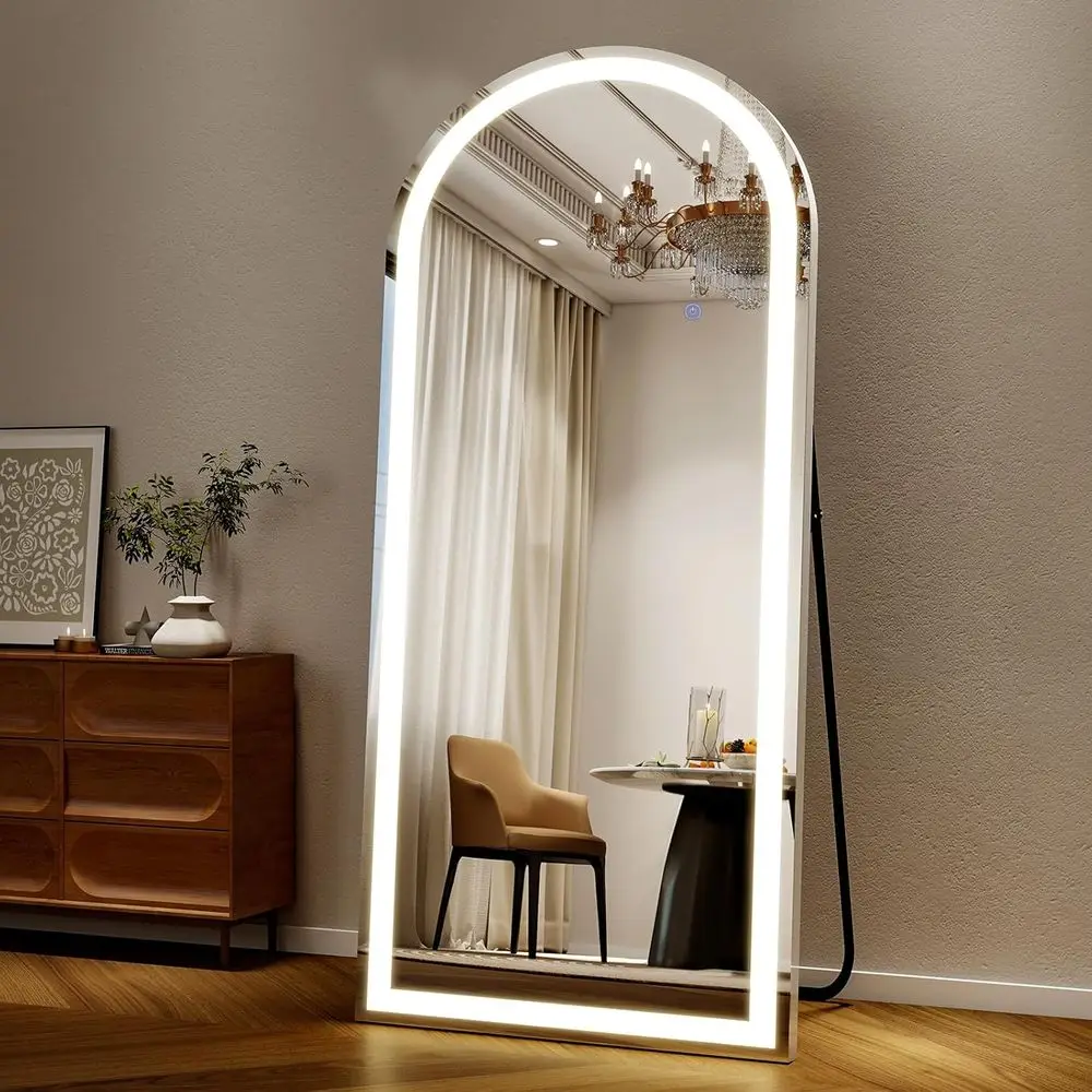 

26x68 inch ull Length Mirror with Lights, LED Lighted loor Standing, Hanging ull Length with Stand, ull Body Dring Mirror with D