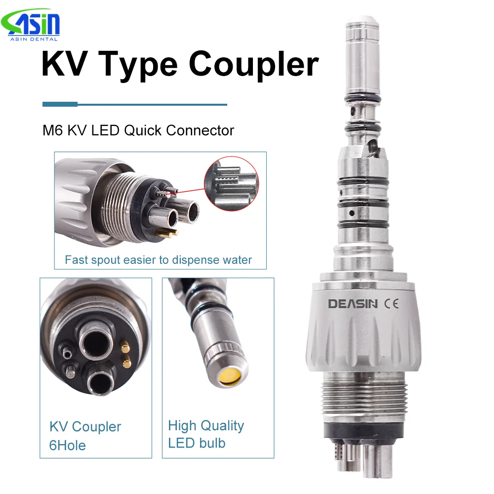 Dental Handpiece Quick Coupler 6hole For KV optical fiber High Speed Handpiece LED coupling for Dental High Speed Connection