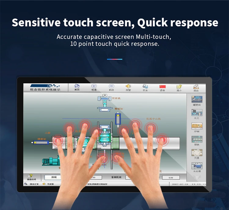 الكل في واحد 27 بوصة صناعية AIO PC شاشة تعمل باللمس بالسعة أندرويد 7.1/win7/win8/Linux Intel Core I3 2 GB RAM Win 10 OS أسود