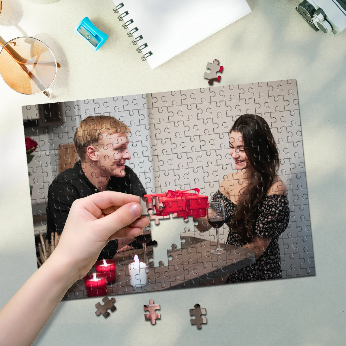 35/300/500/1000pcs Personalized Custom Photo Puzzle Couple photo For Housewarming Bedroom/Living Room For Children's Day
