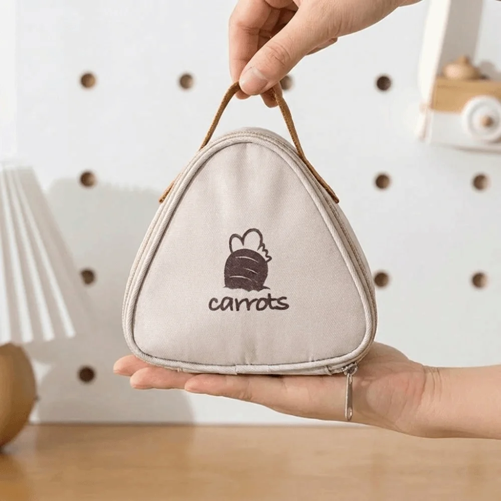 Triangular Shape Portable Breakfast Bag Waterproof Material Small Size Insulated Lunch Bag Thickened Design Handheld Style