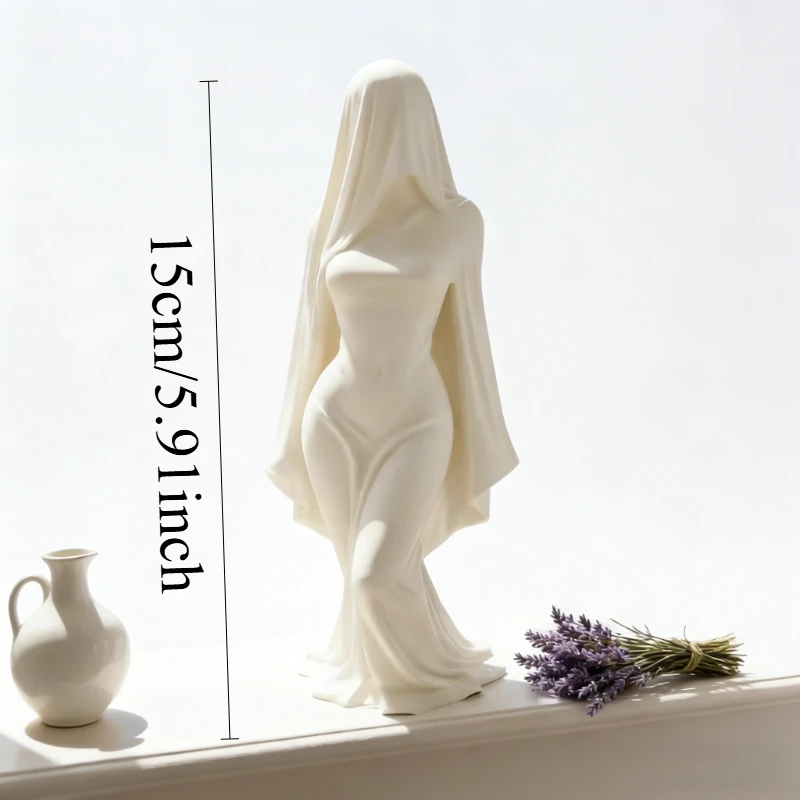 Elegant Veiled Ghost Lady Statue - Mysterious Gothic Home Decor, Collectible Figurine for Shelf & Desk