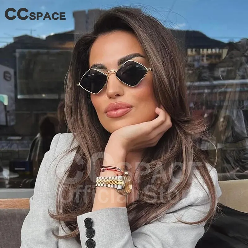 2024 Punk Sunglasses Women Brand Design Small Rhombus Steampunk Sun Glasses Metal Frame Driving Eyewear Gafas De Sol Mujer 57559