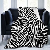 Black White Zebra Fleece Blanket Lightweight Flannel Blanket Soft Warm Cozy Fuzzy Throw Blankets for Couch Bed Sofa Travel