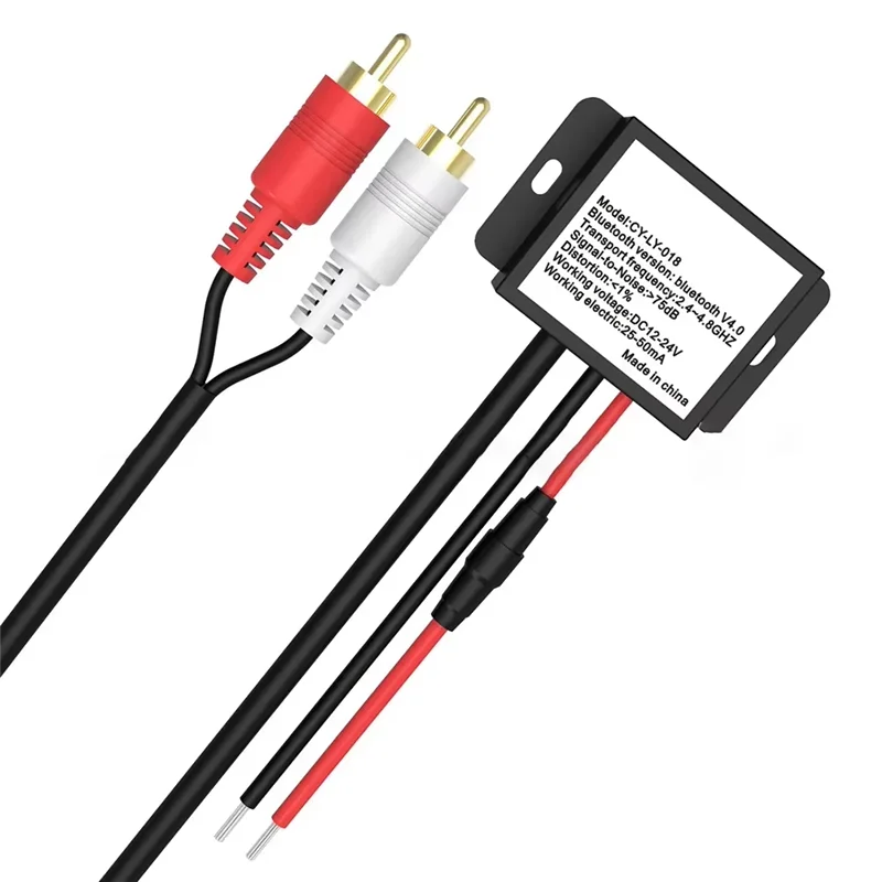 

Автомобильный дополнительный адаптер, беспроводной модуль приемника Bluetooth V4.0, музыкальный приемник постоянного тока 12-24 В для комплекта интерфейса 2RCA