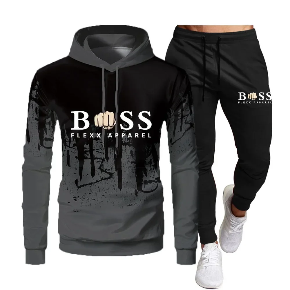 New Autumn Winter Men Women Tracksuit Hoodies + Pants 2Pcs Sets Suit Fashion Trend Hip Hop Y2K Clothing Sportswear Sweatshirts