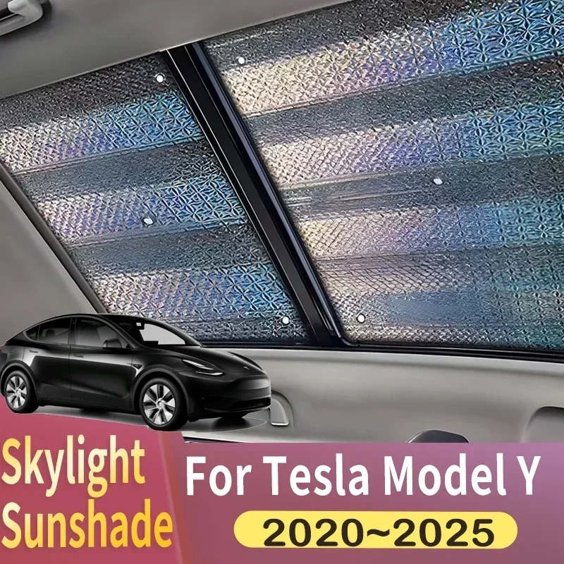 

Sunroof Sunshade Suitable For Tesla Model Y 2020~2025 2022 2023 2024 Car Panoramic Roof 2x Heat Shield Window Sunshade Anti-UV