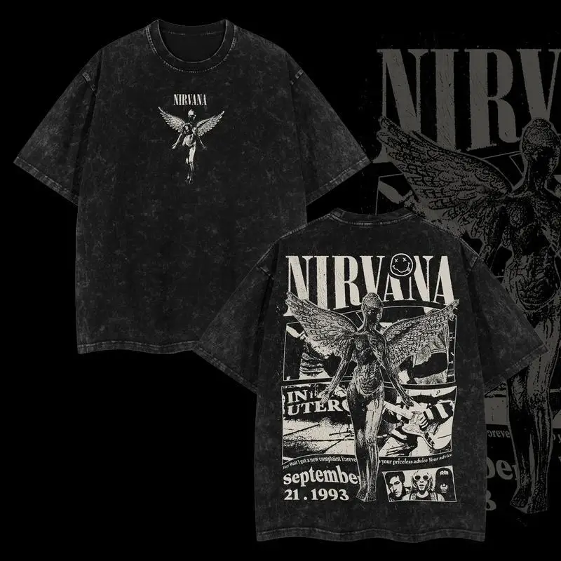 

Vintage Nirvana Rock Band Tee Retro Music Graphic T-Shirt – Unisex Casual Streetwear for Rock Lovers