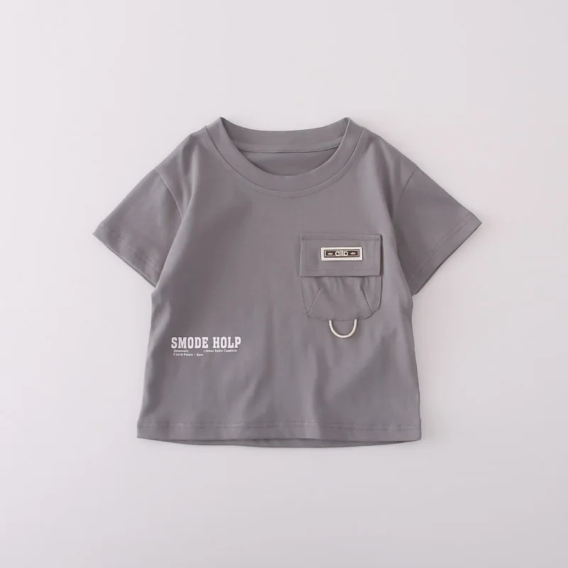 الكورية الأولاد قصيرة الأكمام مجموعة 2026 جديد عادية بيبي بوي الصيف جيب تي شيرت وبنطلون وتتسابق ملابس الأطفال الأولاد دعوى #6