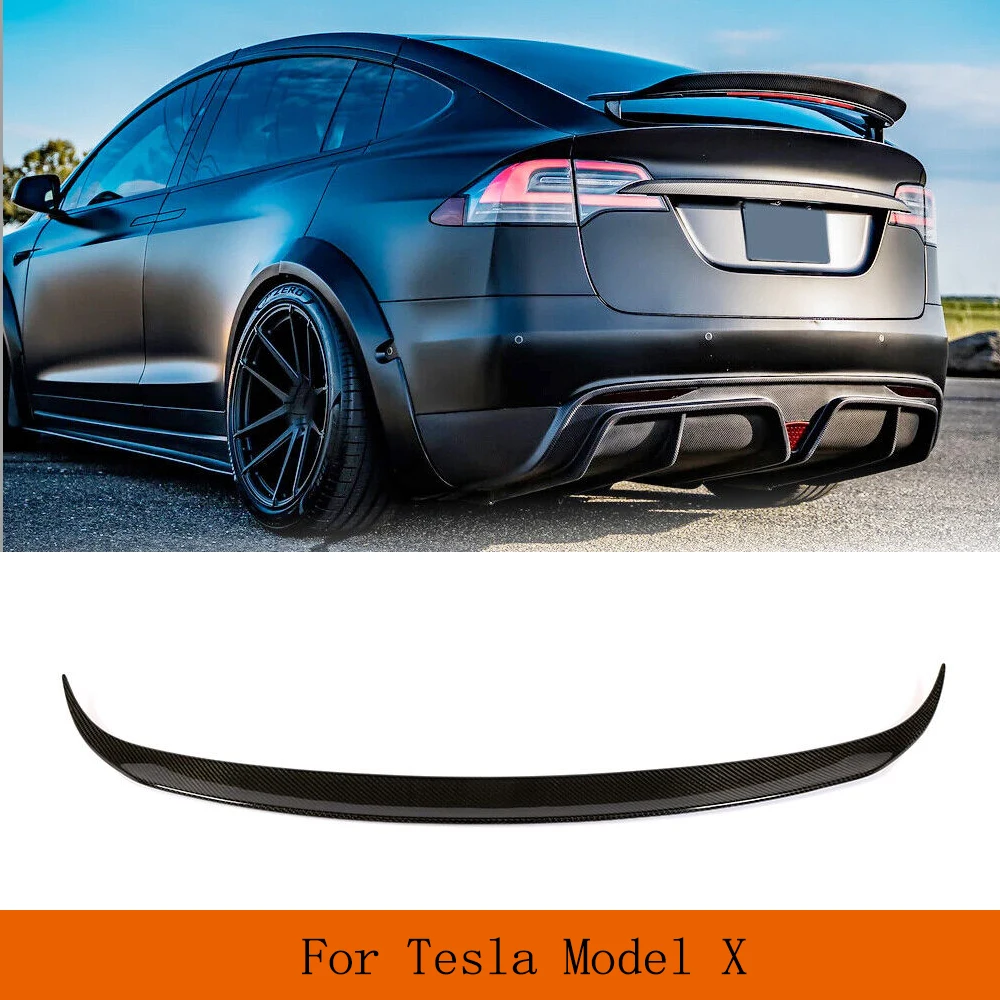 

For Tesla Model X 2016-2023 Carbon Fiber Car Rear Trunk Spoiler Rear Boot Lid Duckbill Highkick Wing Lip Racing Trunk Spoiler