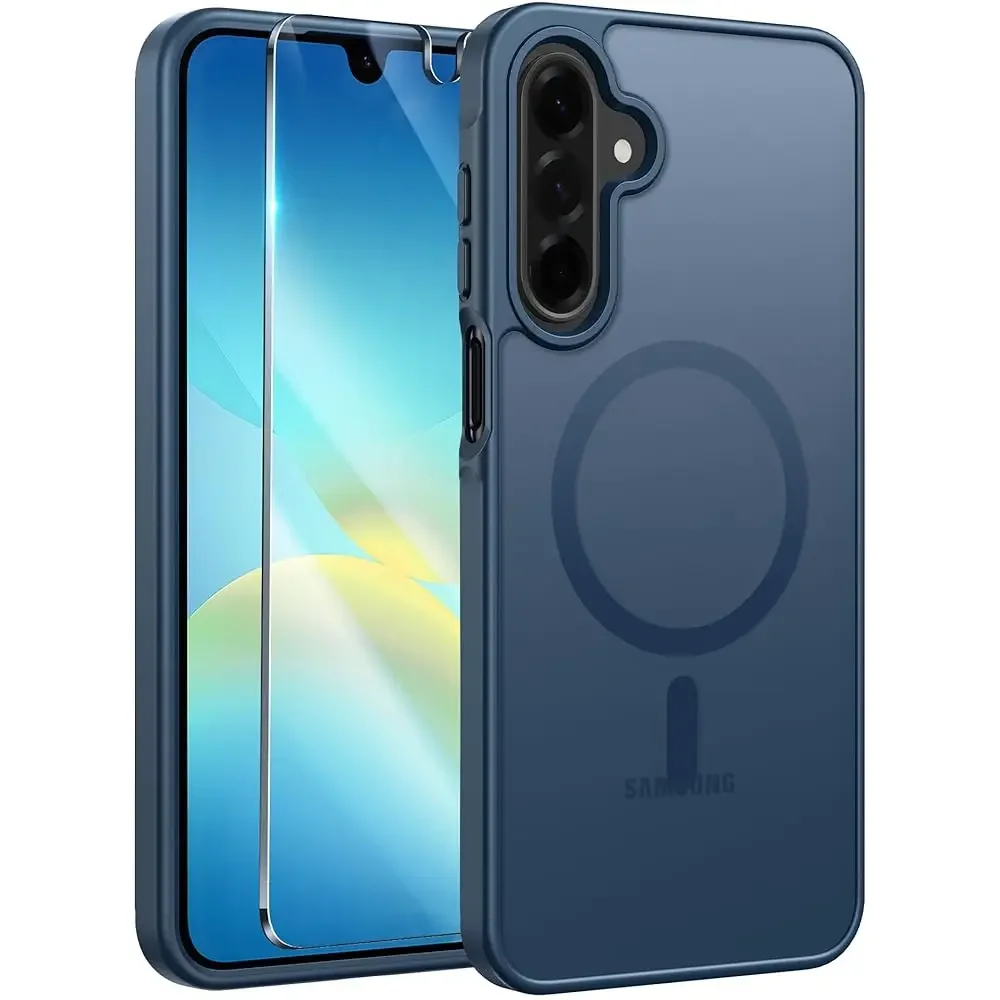 for Samsung Galaxy S25 Edge Case: Magnetic Matte Textured Military Grade Drop Protection Translucent Cell Phone Cover - Slim