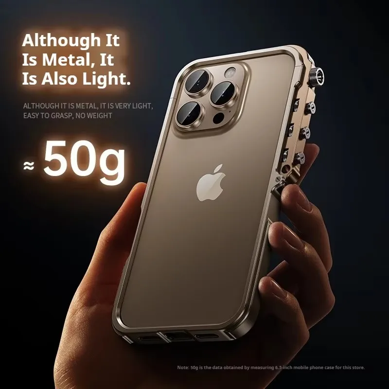 Imagen 5: Funda Protectora Mecánica Estilo Cyberpunk para iPhone 17 Air 13 15 14 16 Pro Max Plus, de Aleación de Aluminio, Resistente a Impactos