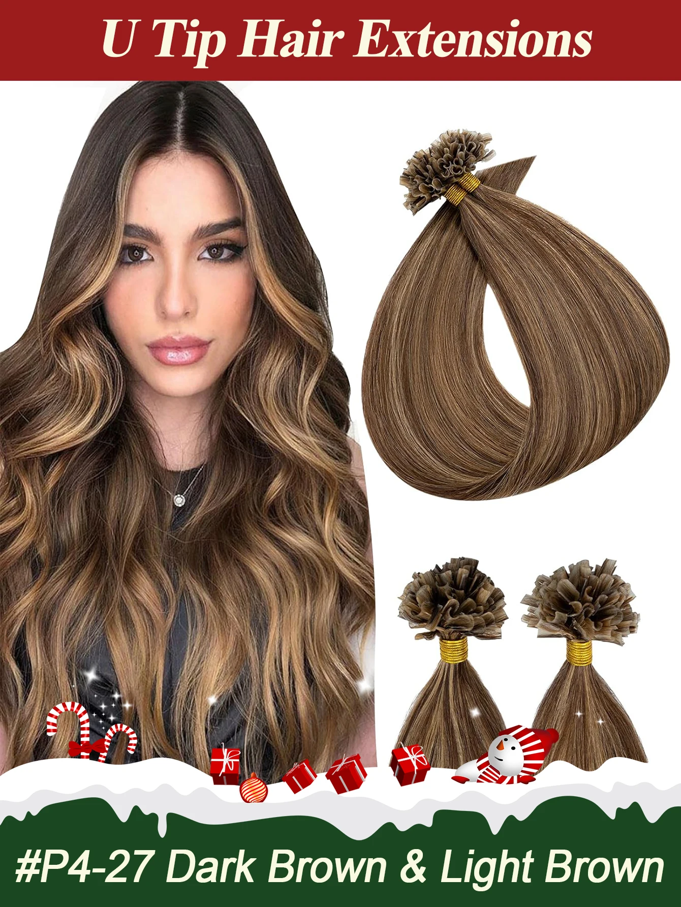 Remy Nail U-Tip Haarverlängerungen 100% Echthaar Maschinell Keratin-Beschichtet Glattes Haar Klebstofffrei Einfache Installation DIY-Set für Salon