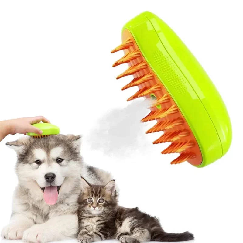 

3-in-1 Electric Steam Brush for Pets - Dog And Cat Grooming Comb with Spray Massage And Hair Removal Features