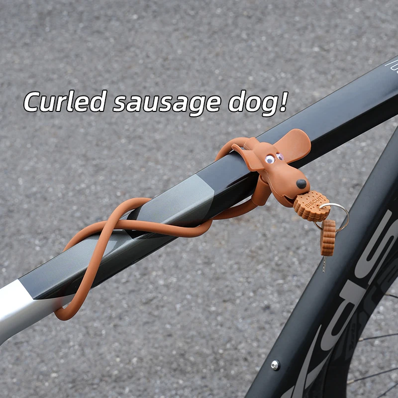 Portable Cute Dog Silicone Bicycle Lock - Keyed Anti-Theft Bike Lock Multi-Color Optional Outdoor Cycling Security Tool - view 3
