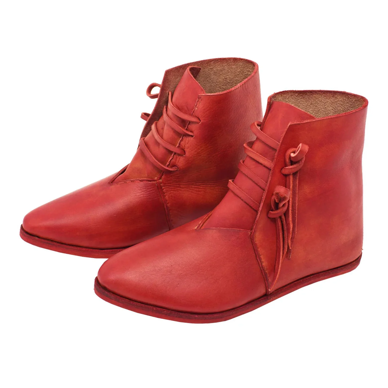 

Men Renaissance Cosplay Boots Slip on Lace Up Medieval Viking Pirate Flat Tied Shoes Halloween Cuff Shoes Party Costume Props