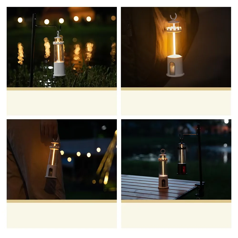 โคมไฟตั้งโต๊ะไร้สาย D2 Retro Lighthouse โคมไฟตั้งโต๊ะแบบพกพา โคมไฟแคมป์ปิ้ง ปรับความสว่างได้ ใช้เป็นไฟนอน ตกแต่งห้องนอน ของขวัญ