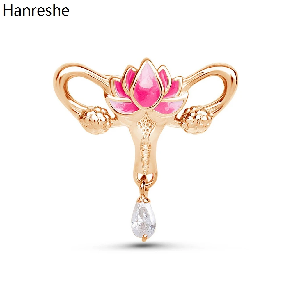 Hanreshe Woman\'s Womb Medical Jewellery Brooch Pins Gynecology Symbol of Medical Uterus Lotus Lapel Badge for Gynecologist Nurse