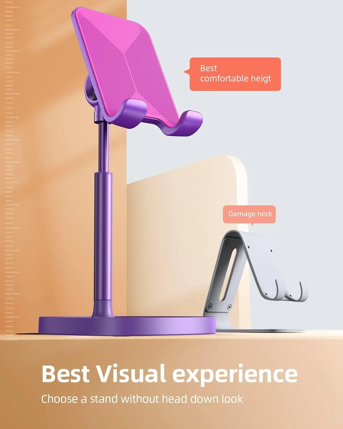 Penyangga Ponsel yang Dapat Disesuaikan untuk iPhone, Penyangga Telepon untuk Meja, Aksesori Meja Kantor PC untuk Penyangga iPhone iPad Air Tablet 4-10 inci.