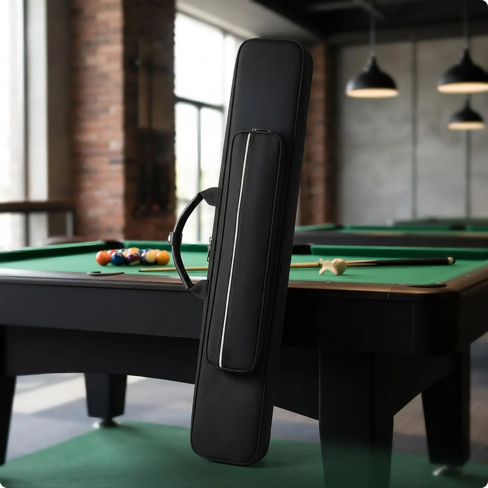 Durable Pool Cue Case for 4 Sticks Hard Shell Billiard Bag with Adjustable Shoulder Strap for Tournament
