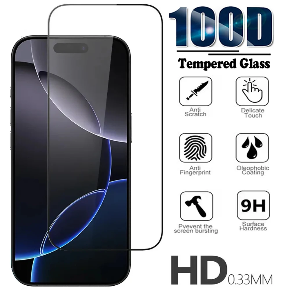 1-4PCS Tempered Glass For iPhone 16 Pro Max 14 15 16 Plus Screen Protector For iPhone 11 12 13 14 Pro Max Mini XS XR 8 7 6 Glass