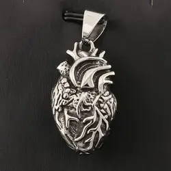 Personality Punk Quality 18K Gold Plated Titanium Steel Anatomical Heart Pendant Necklace for Men Creative Jewelry
