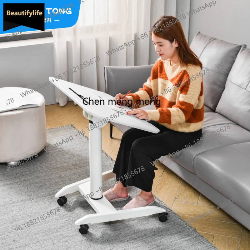 

A139 Mobile Computer Desk Lifting Office Learning Standing Desk Modern Simple Flippable Bedside Table