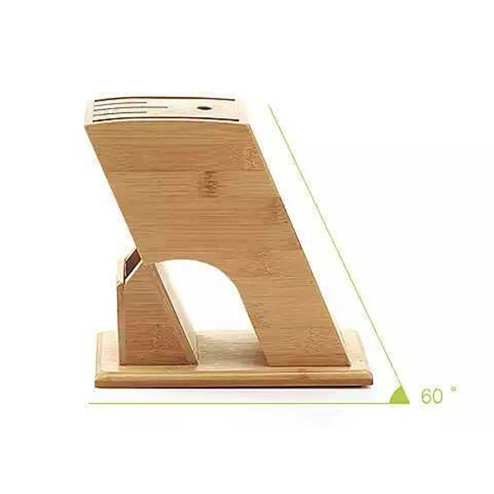 

Bamboo Knife Rack Oblique Design Kitchen Storage Holder Knife Organizer Wood Rack Non Slip Ventilated Storage Box