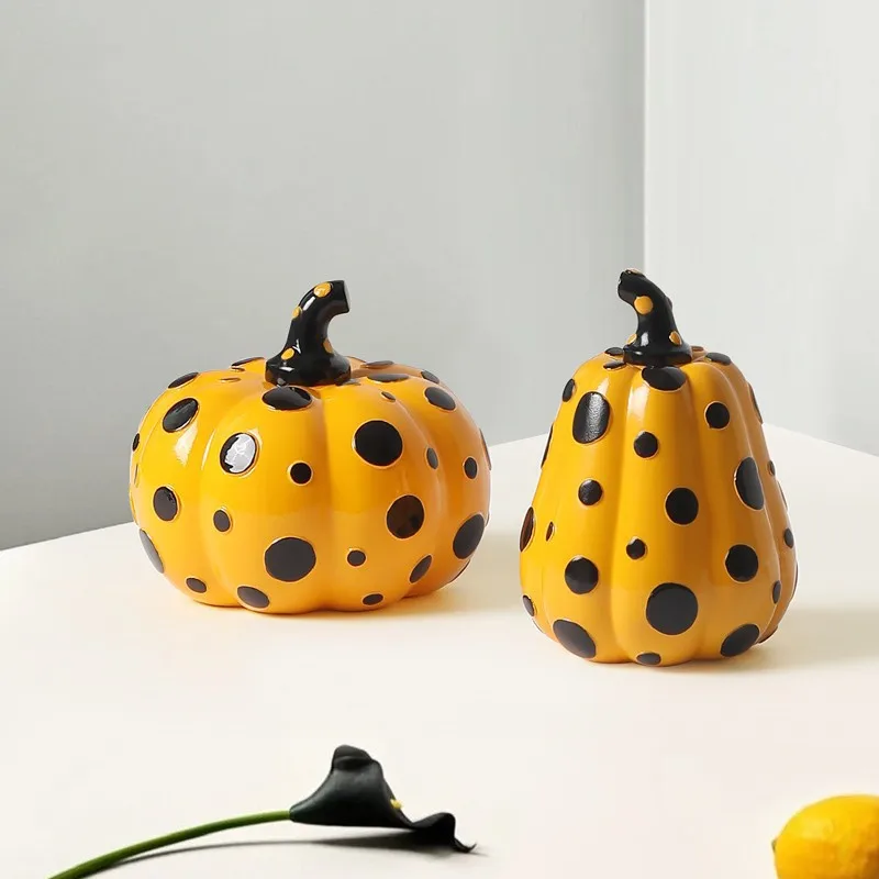 Japanese Yayoi Kusama Pumpkin Polka Dot Art Decor Abstract Sculpture Office Home Decoration Accessories Ornament Gifts