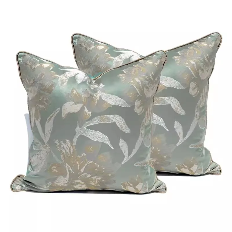 DAVINRICH Teal Elegant Cushion Cover Oriental Floral Forms Antique Scroll Embroidery Decorative Accent Pillow Case Fast Shipping