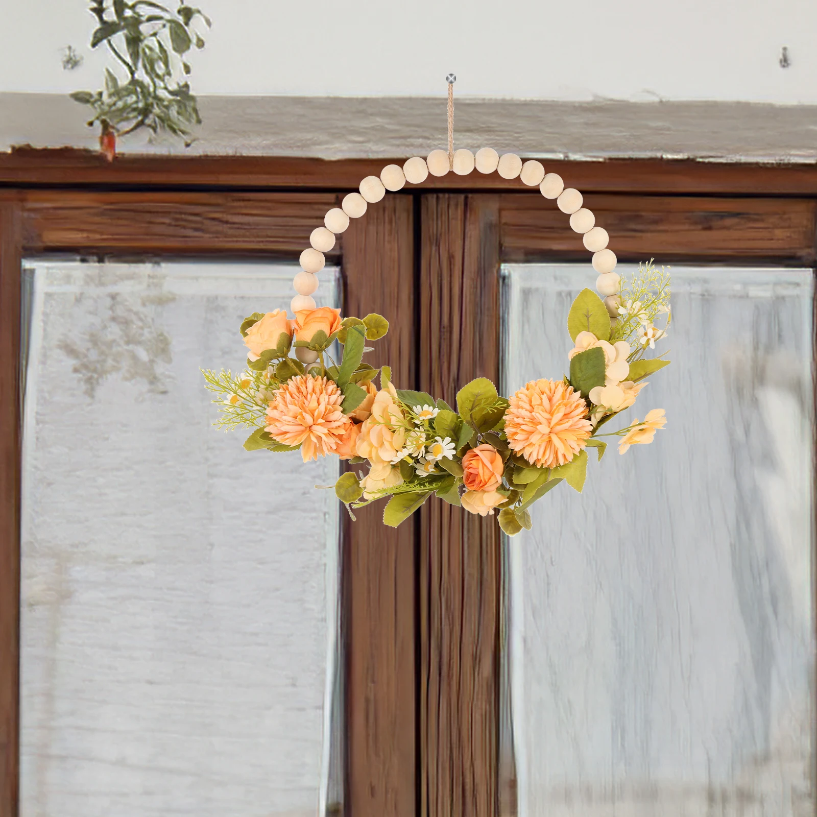 

Creative Simulation Flower Wreath Garland Pendant Wedding Home Decor Wall Hanging Artificial Greenery Farmhouse Front Door