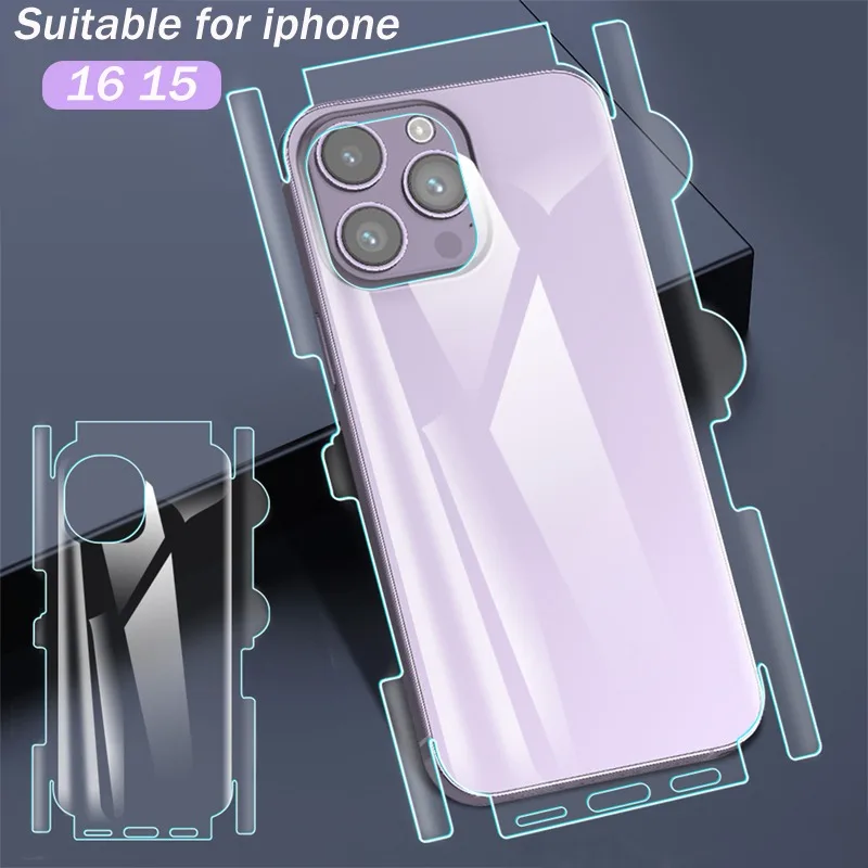 Volle Abdeckung Telefon Seite Zurück Weiche Hydrogel Film Für iPhone 15 16 Pro Max All-inclusive Zurück & Rand Schutz film Für iPhone 16