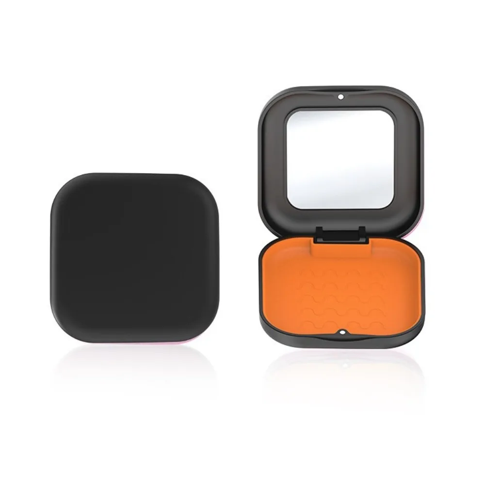 Portable Square Invisible Retainer Box Mini with Mirror Retainer Storage Box Portable Magnetic Aligner Case Oral Hygiene