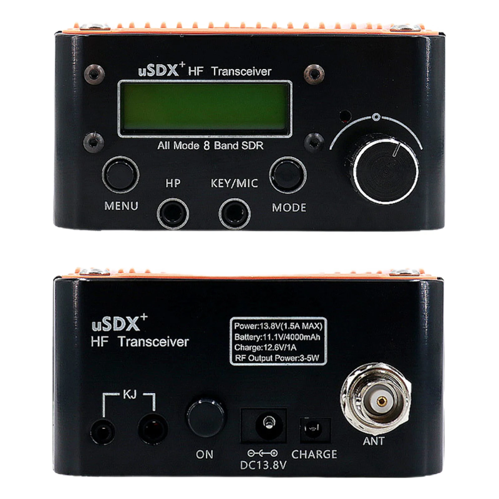 جهاز إرسال واستقبال كامل الوضع USDX+ Plus V2 8-Band مع مكبر صوت بشاشة LCD SSB QRP جهاز إرسال واستقبال HF لـ SDR SSB QRP