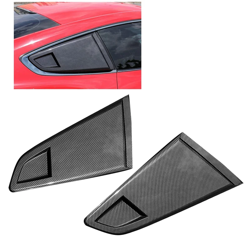 

Superior-Carbon Fiber Look 1/4 Rear Side Vent Quarter Window Louver Shutter Cover Trim Accessories For 2015-2022 Ford Mustang