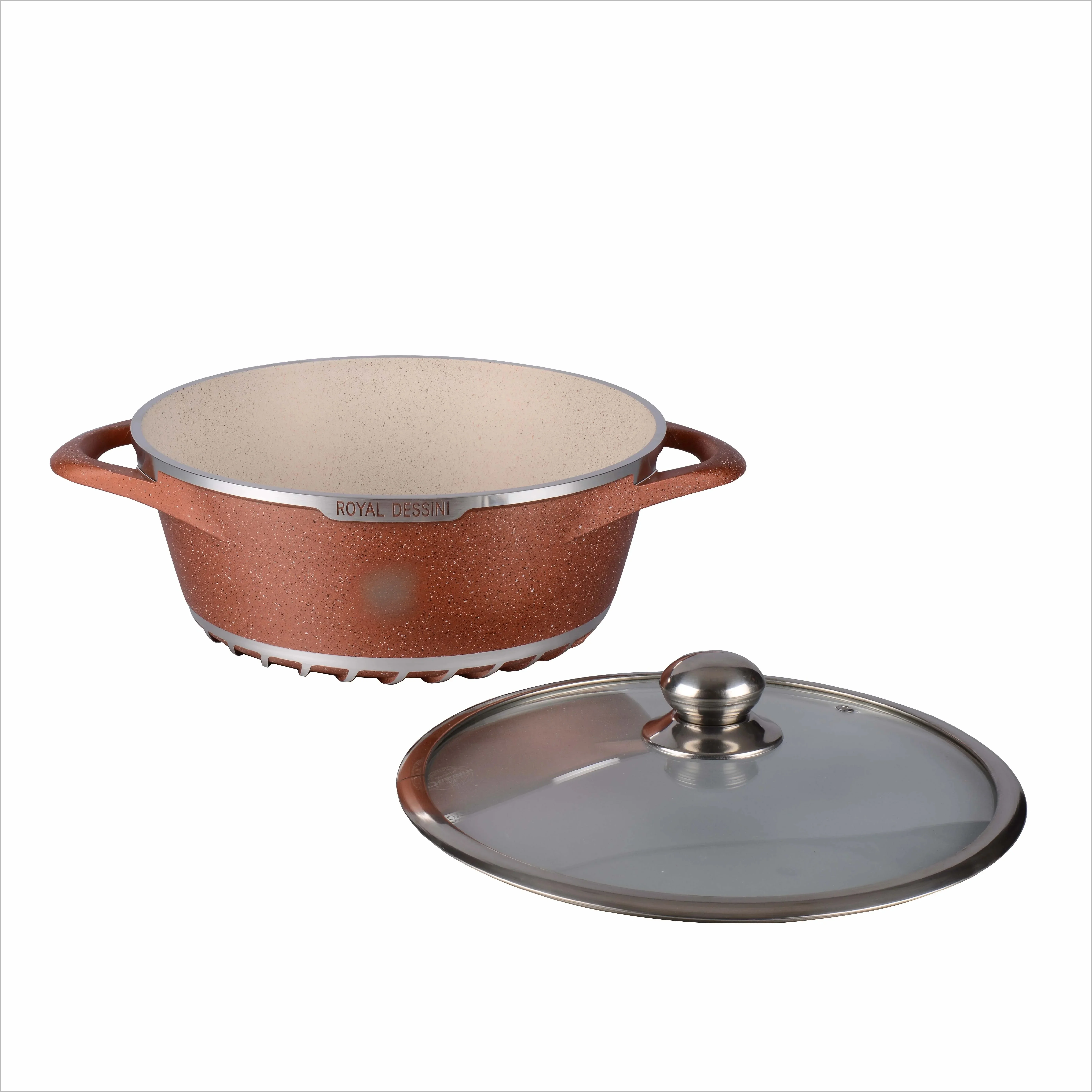 Custom Palm Restaurant Marble Stone Aluminum Pot Kitchen Cookware Sets