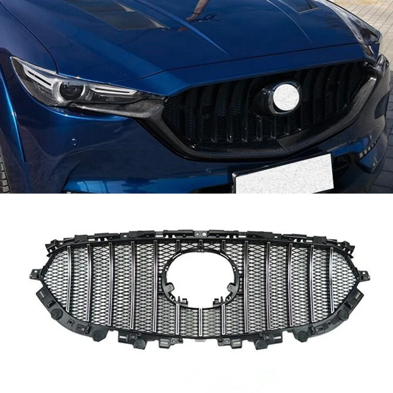 For ABS Front Bumper Grill Mazda CX-5 CX-8 Splitter Refit Decorative Cover Accessories Racing Grills Body Kit GT Style 2017-21