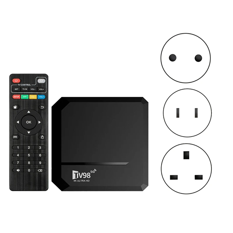 TV98 BT TV Box 2G+16G 2.4G+5G WIFI+BT 4.0 4Kx2k TV98 Media Player Easy To Use UK Plug