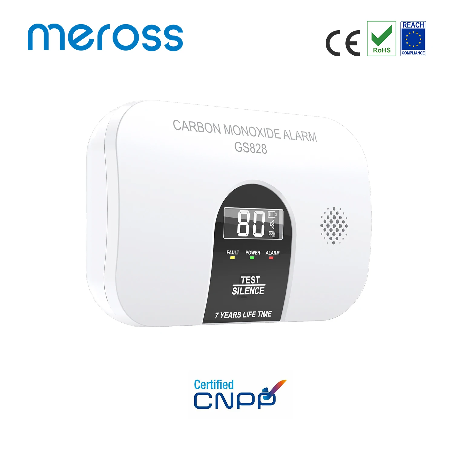 Meross Carbon Monoxide Alarm Co Detector 85dB Siren Sound Sensor Poisoning Gas Sensor Warning LCD Indicator EN50291 Certified