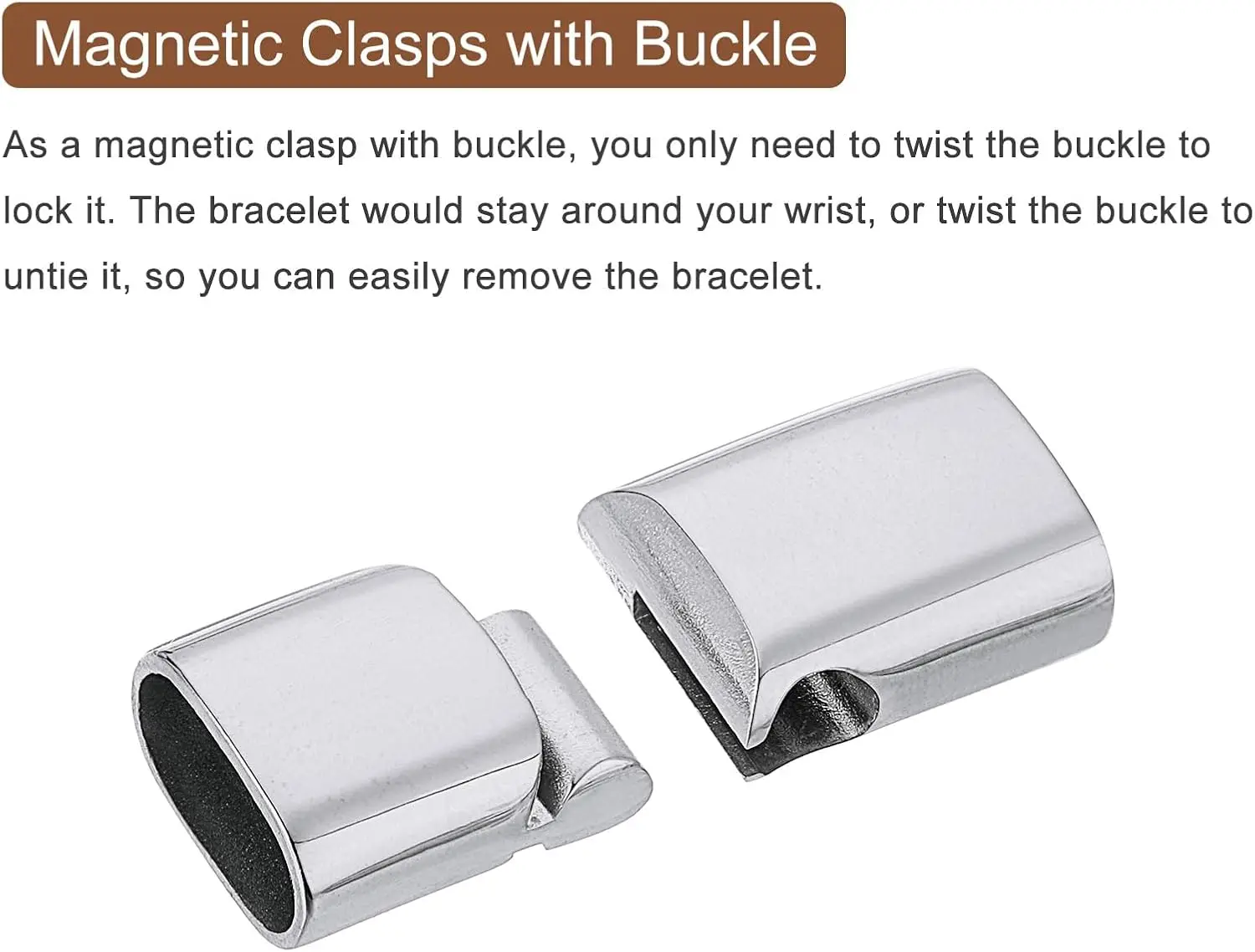 Stainless Steel Magnetic Clasps Hole 12*6mm 8*4mm 10*5mm For Leather Cord Bracelet Magnet Lace Buckle Diy Jewelry Making view 3