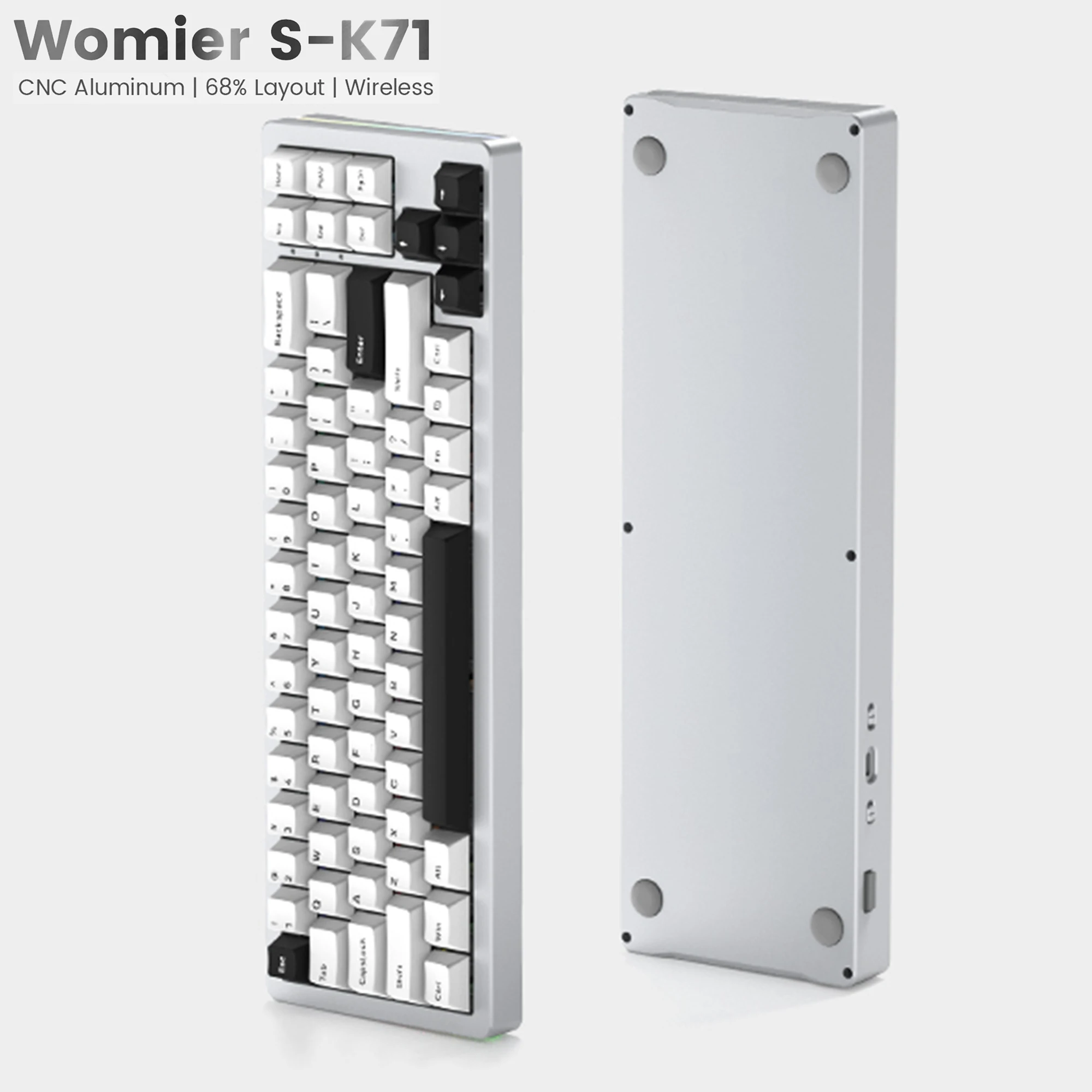 

Womier S-K71 Aluminum Alloy Tri-Mode 68% Bluetooth Wireless Mechanical Gaming Keyboard Hot Swappable for Mac Wp Red Switch WOB