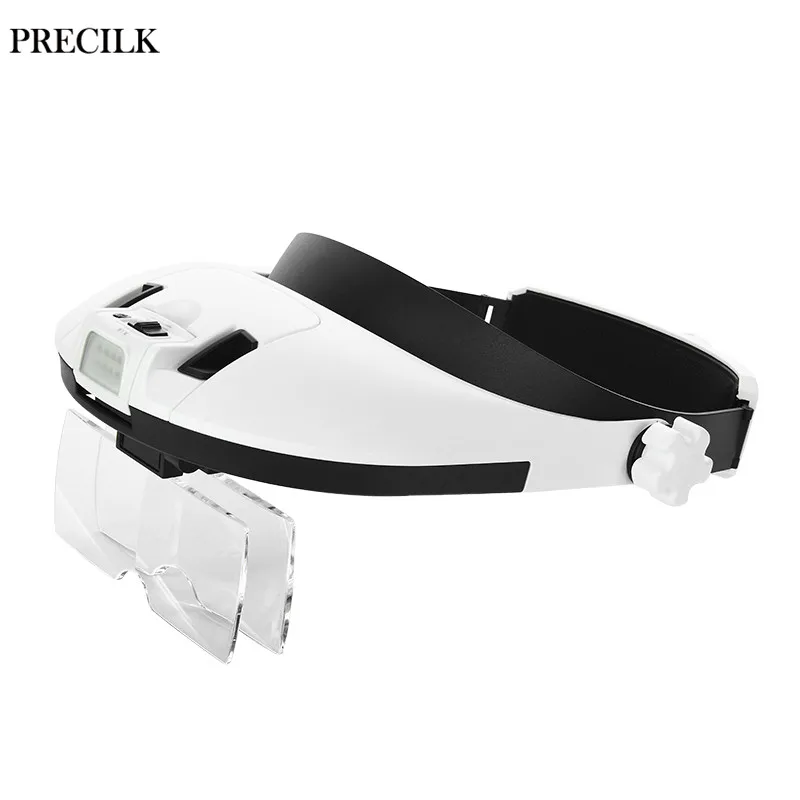 8 LED Head-mounted Wearing Magnifier 5 Kinds of Multiple Replaceable Optical Lens Repair Elderly Reading Loupe Magnifying Glass