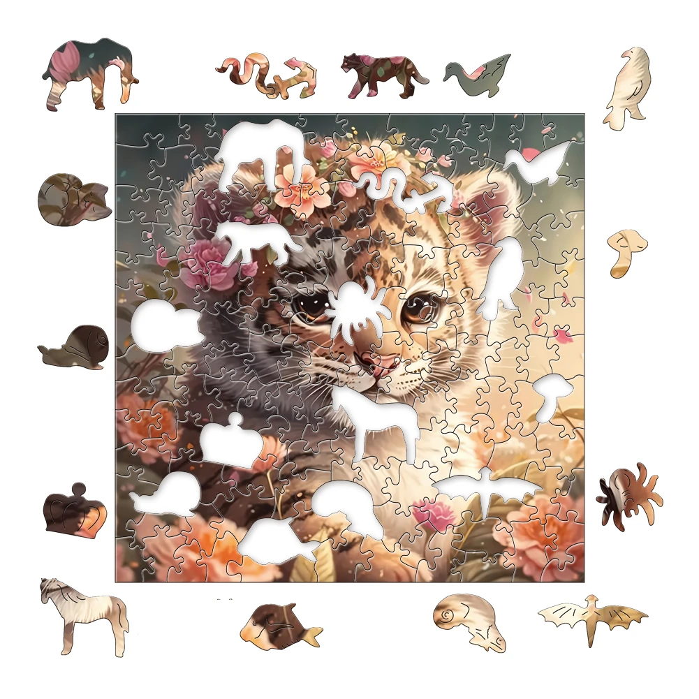 Tiger Wooden Puzzle Art Unique Animal Shape Puzzle Relief Toys Family for Adults puzzles DIY Leisure Games Children's 3D Puzzle