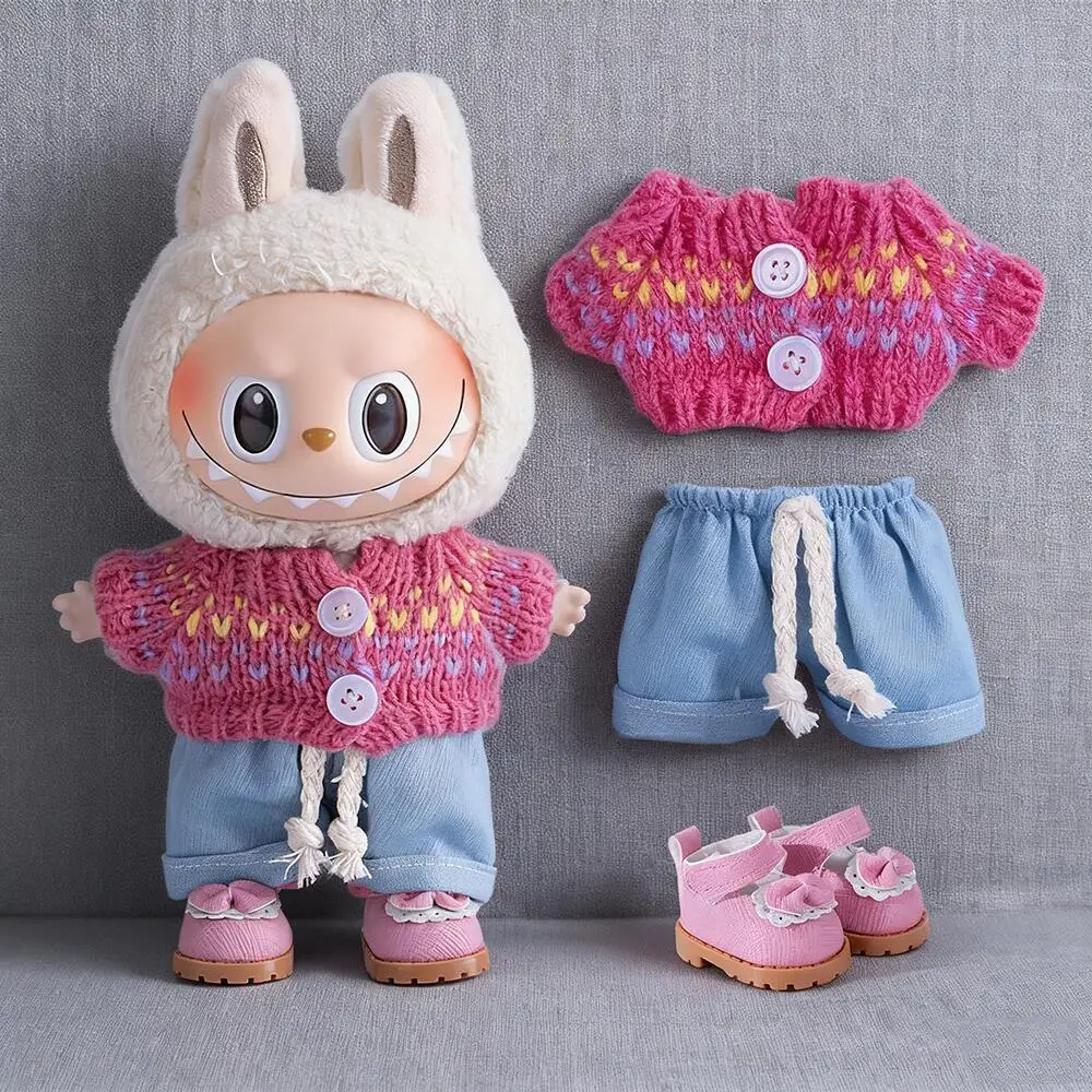 

Pop 3Pcs/Set Sweater+Jeans+3.8cm Shoes Doll Clothes For 17cm Labubu Doll Outfit Clothing Accessories Gift [No Doll]