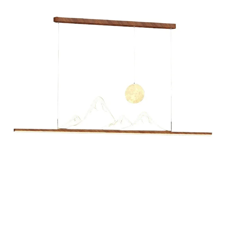 

Walnut color Zhongshan lamps, antique restaurant chandelier, wabi-sandy wind, advanced sense, retro dining table, tea r